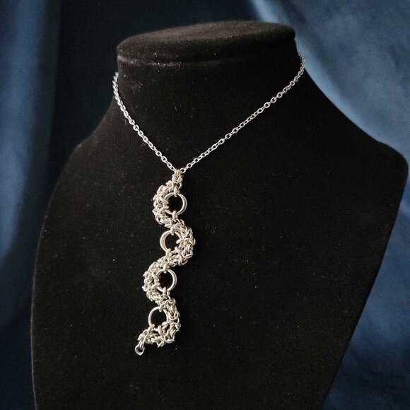Gothic silver snake necklace ✦ Handmade rosary style chainmaille necklace ✦ - Picture 1 of 10